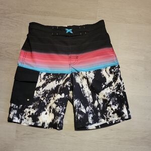 Wonderkids Black and Multicolor Kids Swim Trunks